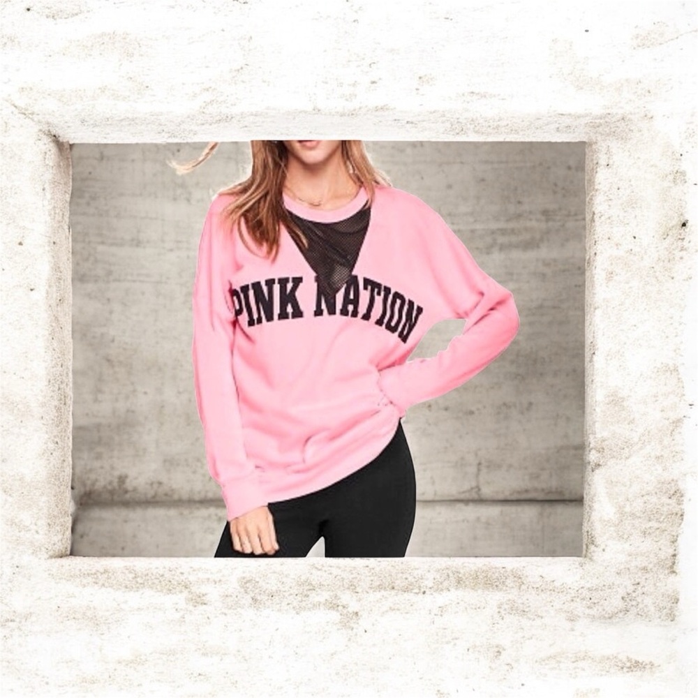 Pink VICTORIA'S SECRET  Sweatshirt.  Pink Nation Sweatshirt. Women’s XS. Comfy - Picture 4 of 13